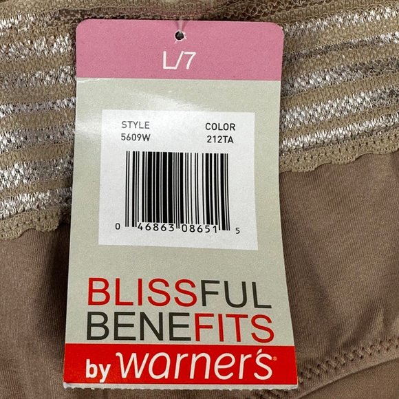 Blissful Benefits By Warner's Women's Size 7 Large Panty Lace Hipster Beige New - Picture 5 of 8
